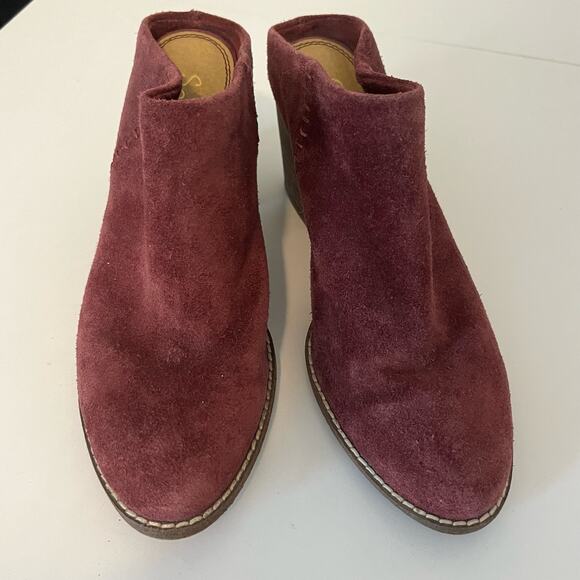 Splendid Wine Suede Debrah Slip On Mule 3 Inch Stacked Heel Sz 7.5 7 1/2 - Picture 3 of 9